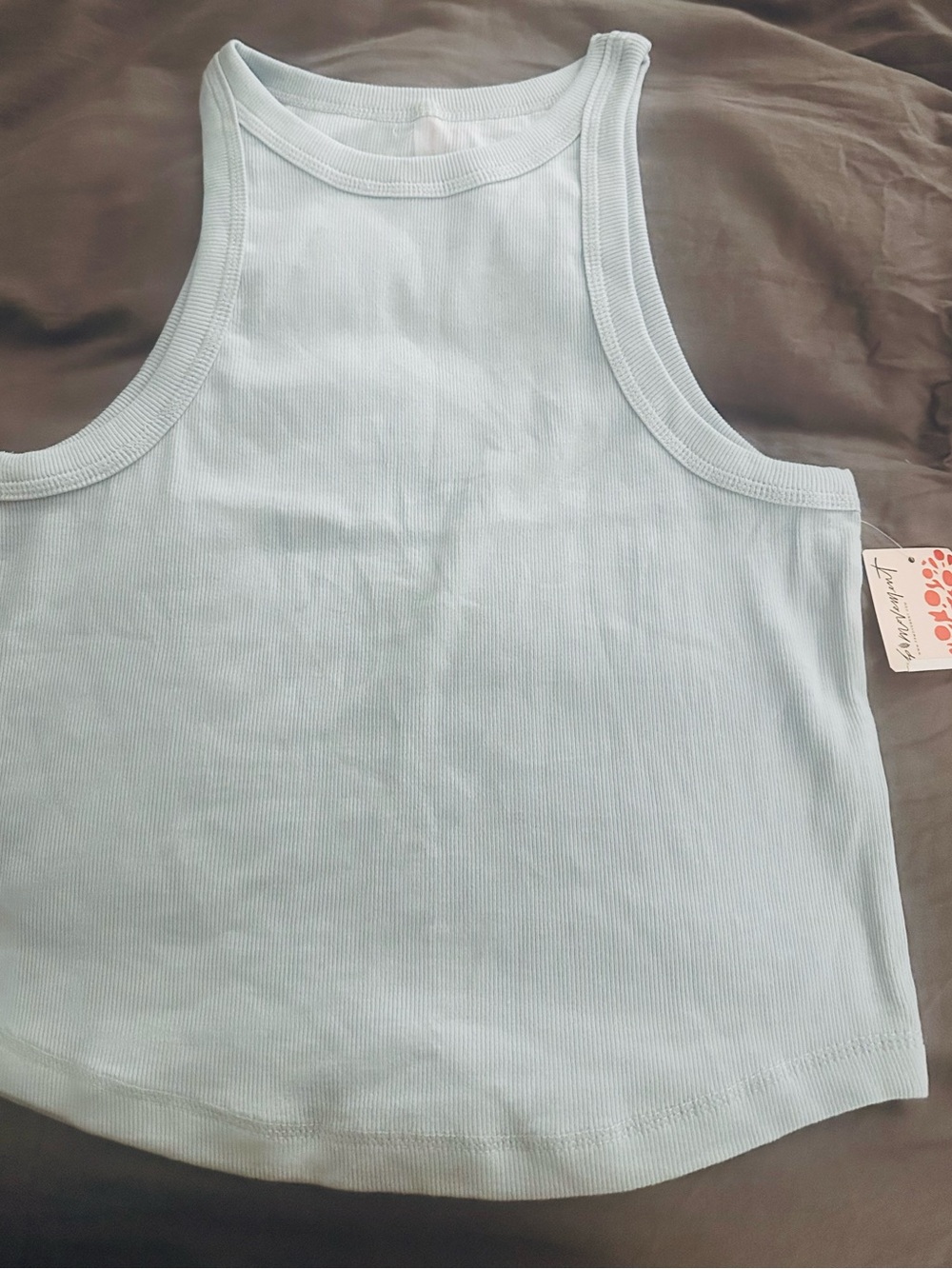 NWT Free People Light Blue Ribbed Tank-L